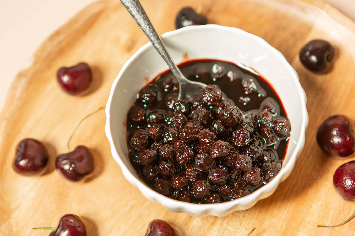 Tub of Juicy Sour Cherries